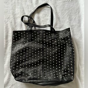 Steve Madden Studded Black Faux-Leather Tote Purse